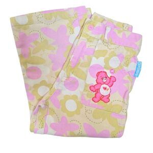 Care Bears Vintage 90s Love A Lot Bear Floral Pants Khaki Pink Kidcore Y2K